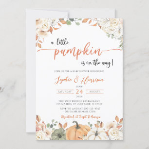 Invitation Un Petit Citrouille Automne Tombe Baby shower Flor