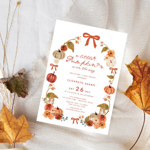 Invitation Un Petit Citrouille Chute Floral Bow Baby shower