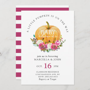 Invitation Un Petit Citrouille est en route Baby shower
