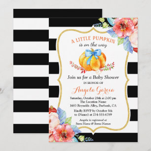Invitation Un petit Citrouille est en route Baby shower gar