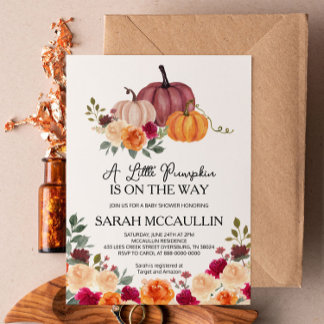 Invitation Un petit Citrouille est en route Baby shower Invit