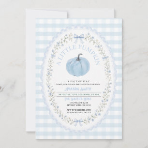 Invitation Un Petit Citrouille Est En Route Fête De Bébé Bleu