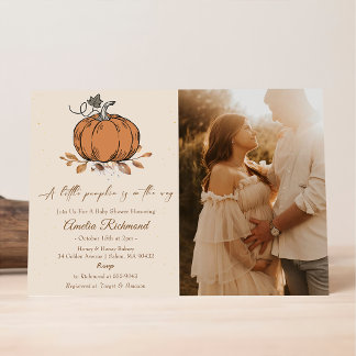 Invitation Un Petit Citrouille Est En Route Photo Baby shower