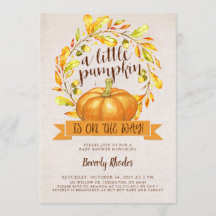 Invitation Un petit Citrouille est sur la route du Baby showe