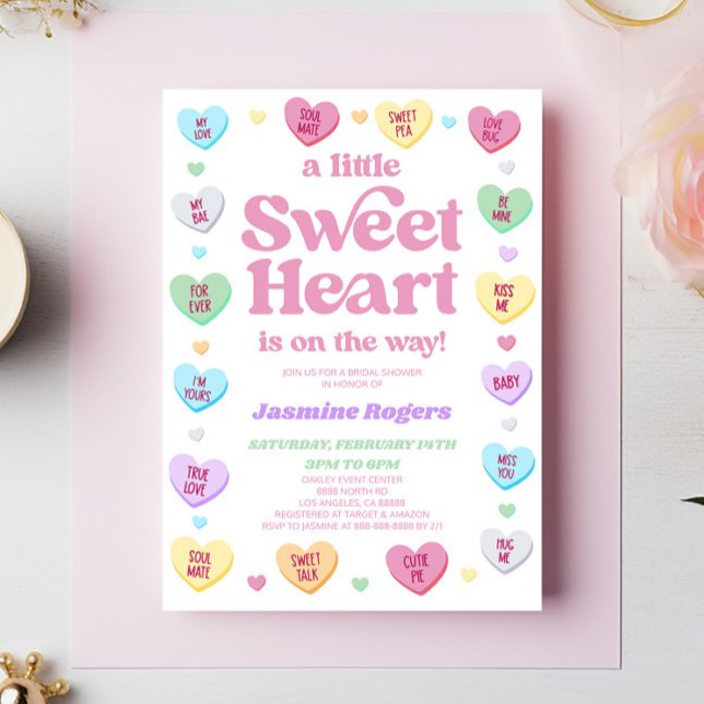 Invitation Un petit coeur doux Baby shower de la Saint-Valent (Créateur téléchargé)