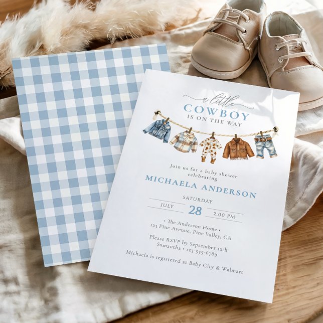 Invitation Un Petit Cow-boy Est Sur Le Chemin Du Baby shower  (Créateur téléchargé)