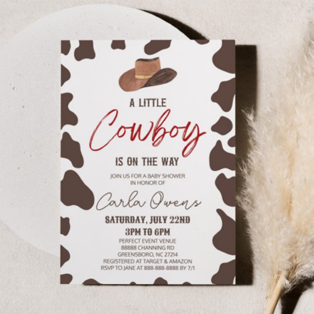 Invitation Un Petit Cowboy Est En Route ! Baby shower de rodé (Créateur téléchargé)