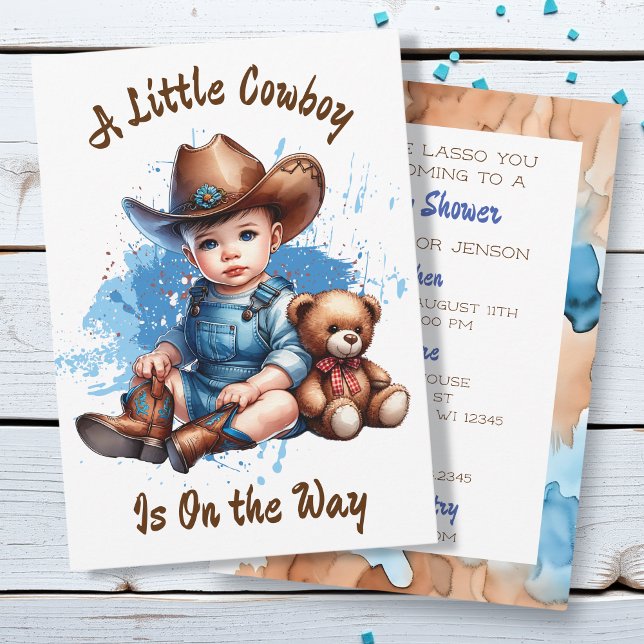 Invitation Un petit cowboy est sur le chemin | Baby shower (Créateur téléchargé)