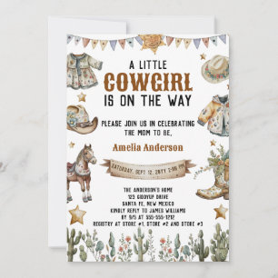 Invitation Un petit cowboy est sur le chemin Baby shower rust