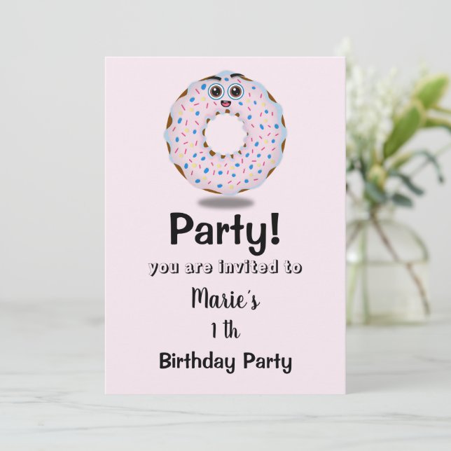 Invitation Un petit donut pour son premier anniversaire (Debout devant)