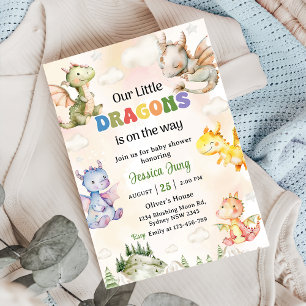 Invitation Un Petit Dragon Se Trouve Sur Le Chemin De La Fête