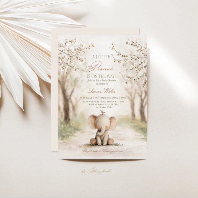 Invitation Un petit éléphant de Baby shower d'arachide (Créateur téléchargé)