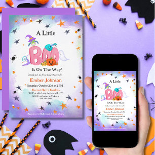 Invitation Un Petit Fantôme de Chouette, Halloween Bébé Showe