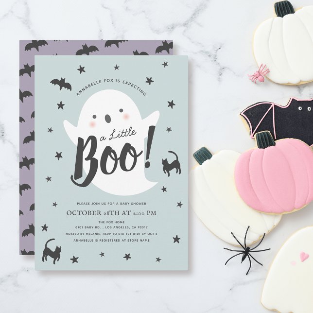 Invitation Un petit fantôme Halloween Baby shower garçon bleu (Créateur téléchargé)