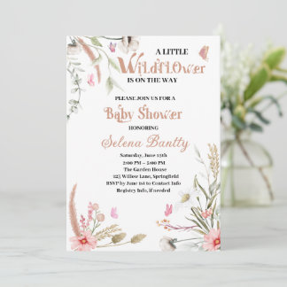 Invitation Un Petit Fleur sauvage Baby Girl Douche