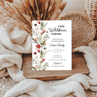 Invitation Un Petit Fleur sauvage Baby Girl Douche Ladybug