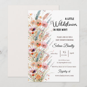 Invitation Un Petit Fleur sauvage Baby Girl Douche rose