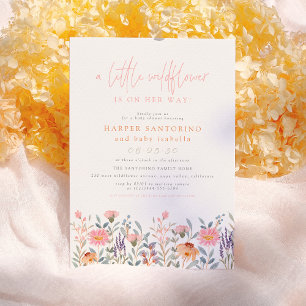 Invitation Un Petit Fleur sauvage   Boho Baby Girl Baby showe