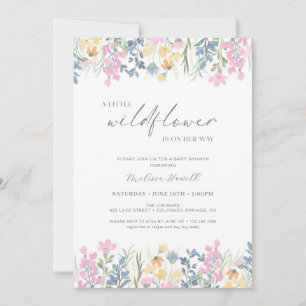 Invitation Un Petit Fleur sauvage Est En Chemin De Baby showe