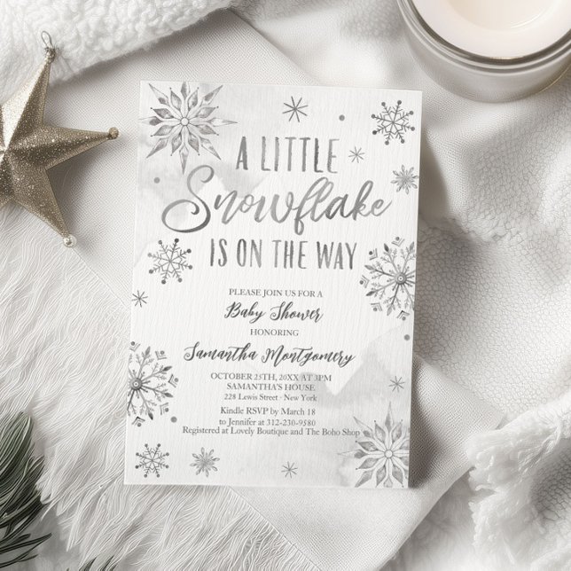 Invitation Un petit flocon de neige est sur le baby shower (Créateur téléchargé)