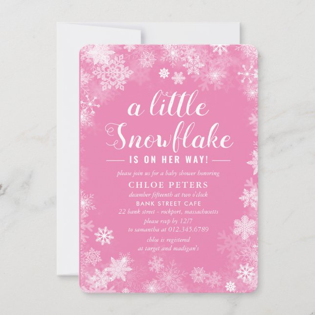 Invitation Un petit flocon de neige est sur le Baby shower de (Devant)