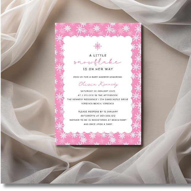 Invitation Un petit flocon de neige est sur le Baby shower He (A Little Snowflake is on her Way Baby Shower Invitation )