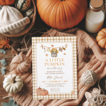 Un petit garçon citrouille Baby Shower Gingham