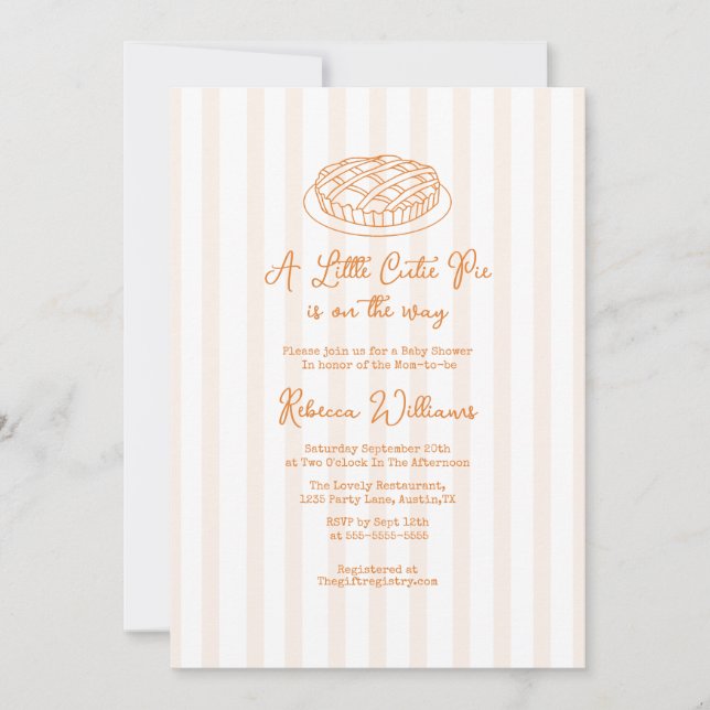 Invitation Un petit gâteau à la croûte est sur le Baby shower (Devant)