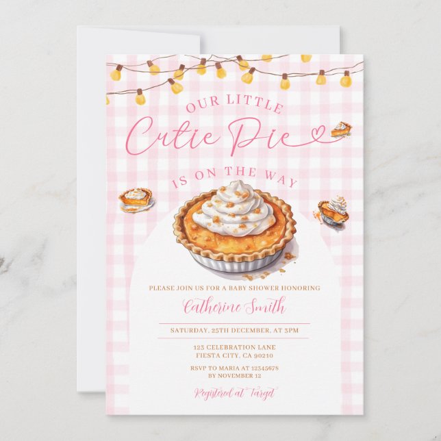 Invitation Un petit gâteau Cutie est en chemin Baby shower ro (Devant)