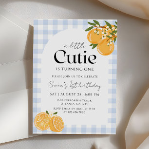 Invitation Un petit gingham orange Citrus Cutie 1er Anniversa