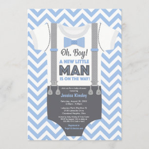 Invitation Un petit homme Baby shower Invitation, bleu & gris