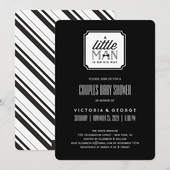 Invitation Un Petit Homme Est En Chemin Couples Boy Baby show (Devant / Derrière)