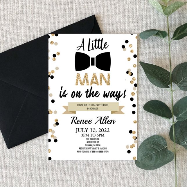 Invitation Un Petit Homme Est En Route ! Baby shower Bowtie (Créateur téléchargé)