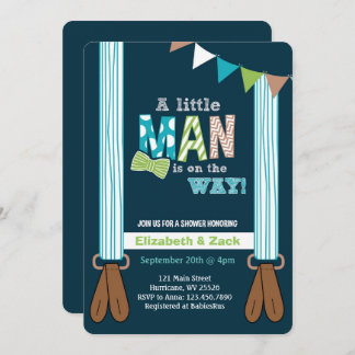 Invitation Un petit homme suspend l'invitation au Baby shower
