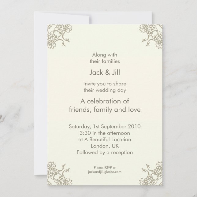 Invitation Un Petit Lacey (Crème) 5x7 (Devant)