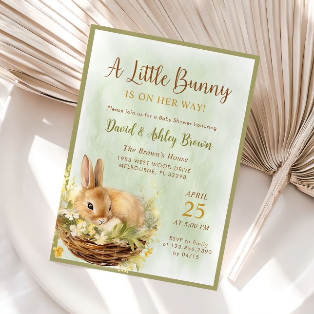 Invitation Un petit lapin Baby shower de lapin de printemps f (Créateur téléchargé)