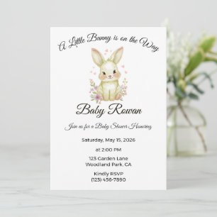Invitation Un petit lapin est en route Pastel vert olive