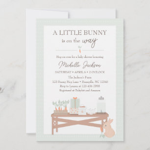 Invitation Un petit lapin est sur le chemin Baby showers Invi