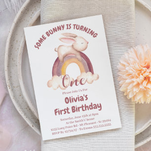 Invitation Un petit lapin fête son premier anniversaire Invit