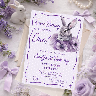 Invitation Un petit lapin fête son premier anniversaire Une f