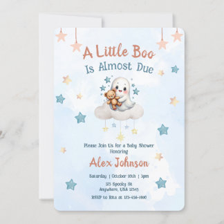 Invitation Un petit livre est dû - Baby shower Halloween pers