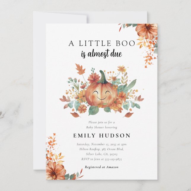 Invitation Un petit livre est presque à Baby shower (Devant)