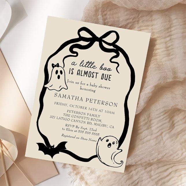 Invitation Un petit livre est presque attendu Bow baby shower (Créateur téléchargé)