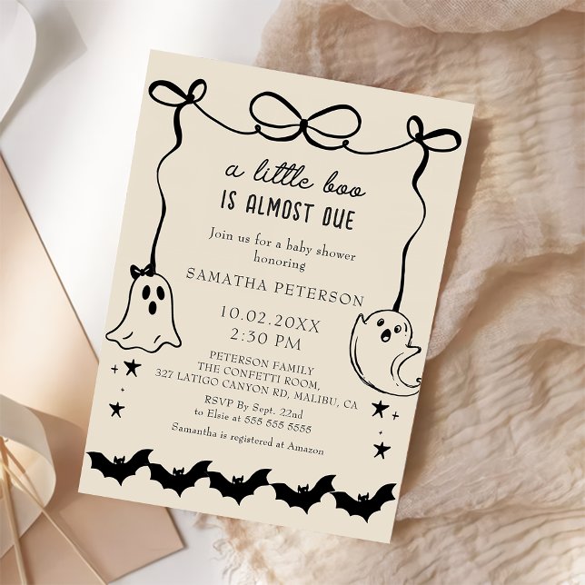 Invitation Un petit livre est presque attendu Bow baby shower (Créateur téléchargé)