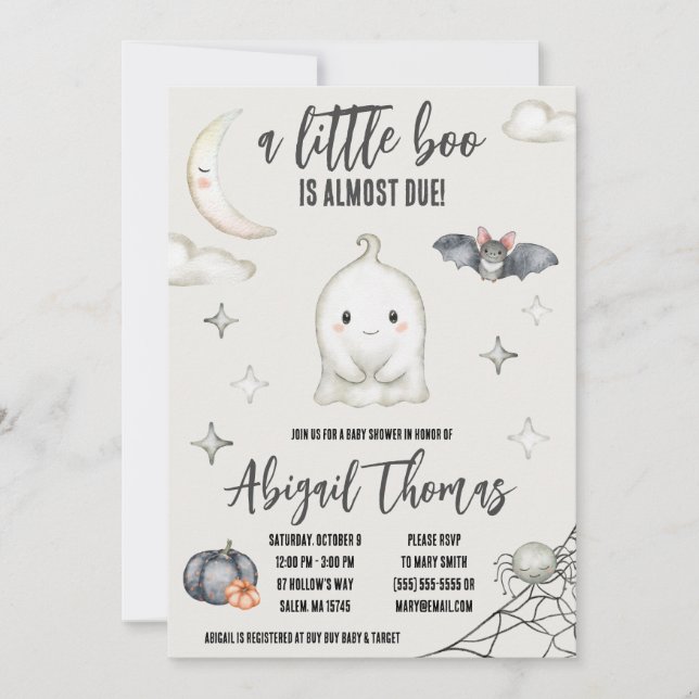 Invitation Un petit livre est presque dû ! Baby shower d'Hall (Devant)