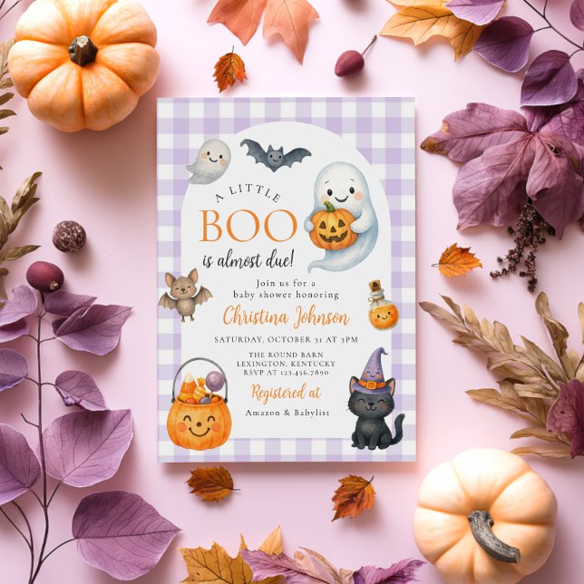 Invitation Un petit livre est presque dû Baby shower d'Hallow (Créateur téléchargé)