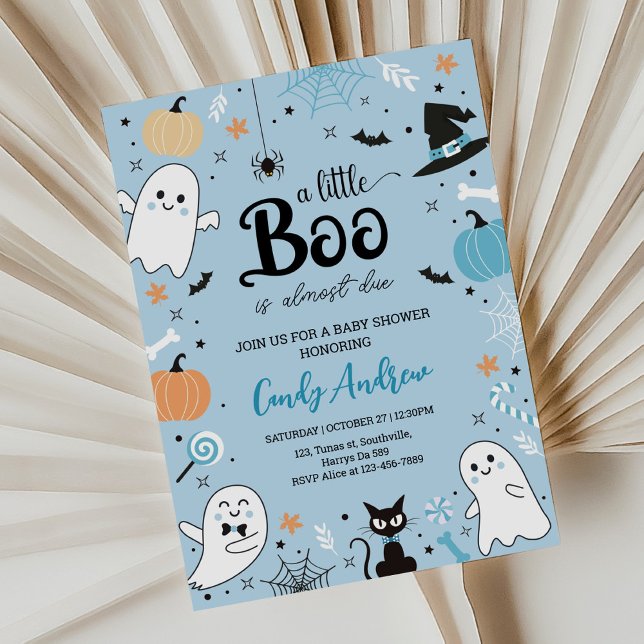 Invitation Un petit livre est presque dû Baby shower d'Hallow (Créateur téléchargé)