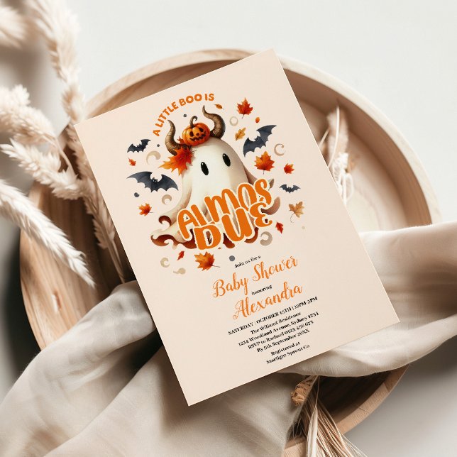 Invitation Un petit livre est presque dû Baby shower d'Hallow (Créateur téléchargé)