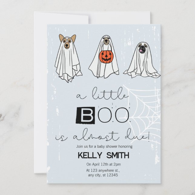 Invitation Un petit livre est presque dû garçon Baby shower I (Devant)
