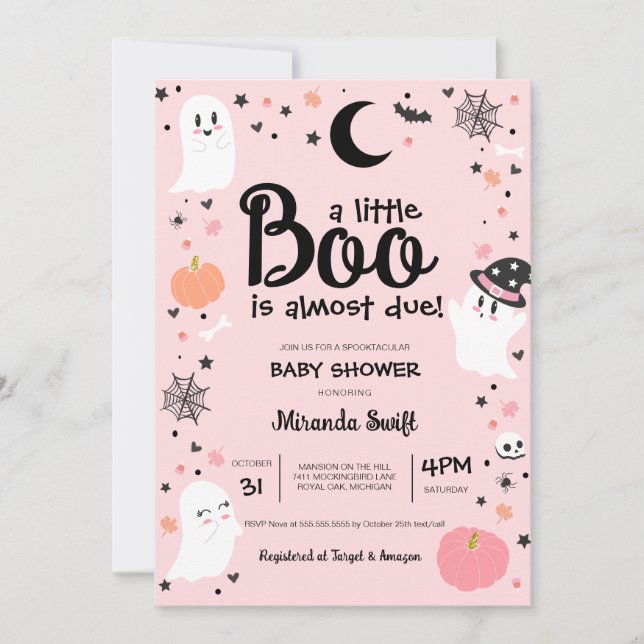 Invitation Un petit livre est presque dû, mignon Baby shower  (Devant)